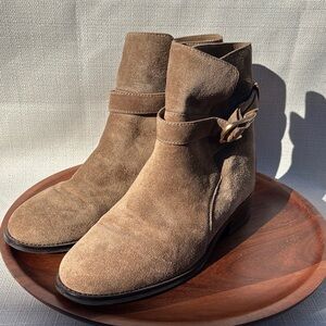 Tory Burch Women’s Brooke Ankle Bootie Tan Suede Sz 8